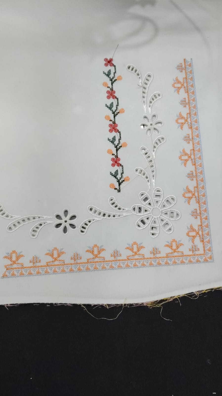 Laser cut work embroidery